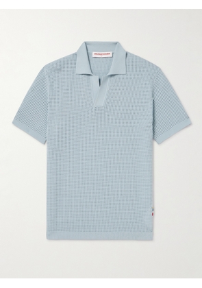Orlebar Brown - Roddy Slim-Fit Camp-Collar Pointelle-Knit Polo Shirt - Men - Blue - S