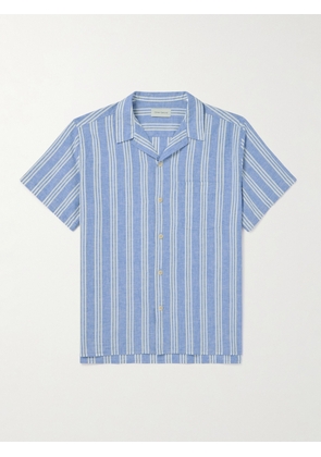 Oliver Spencer - Camp-Collar Striped Cotton and Linen-Blend Shirt - Men - Blue - S