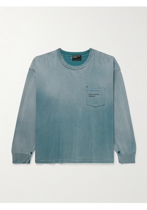 Enfants Riches Déprimés - Thrashed Distressed Logo-Print Cotton-Jersey T-Shirt - Men - Blue - S