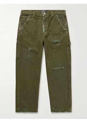 Enfants Riches Déprimés - Straight-Leg Distressed Cotton-Canvas Trousers - Men - Green - UK/US 28