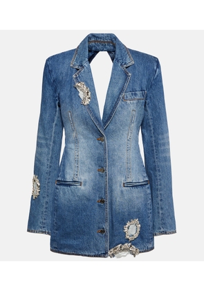 Area Embellished cutout denim blazer