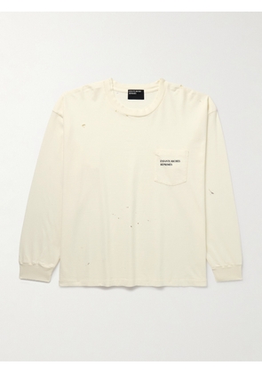 Enfants Riches Déprimés - Thrashed Distressed Logo-Print Cotton-Jersey T-Shirt - Men - White - M