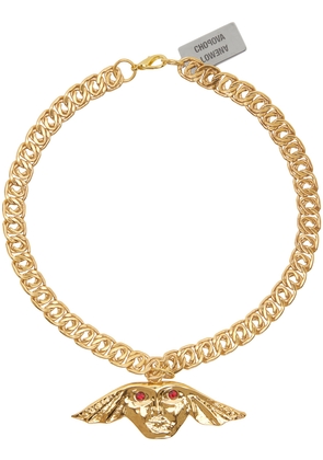 Chopova Lowena Gold Wing Pendant Necklace