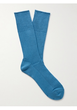 Anonymous Ism - Brilliant Ribbed-Knit Socks - Men - Blue - M