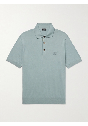 Etro - Logo-Embroidered Cotton and Cashmere-Blend Polo Shirt - Men - Green - S