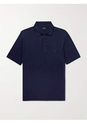 Etro - Logo-Embroidered Cotton and Cashmere-Blend Polo Shirt - Men - Blue - S