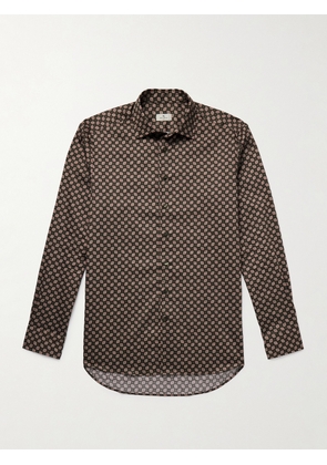 Etro - Slim-Fit Printed Cotton-Twill Shirt - Men - Brown - EU 38