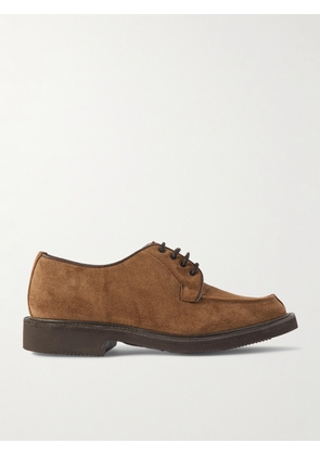 Tricker's - Stuart Leather-Trimmed Brushed-Suede Derby Shoes - Men - Brown - UK 6