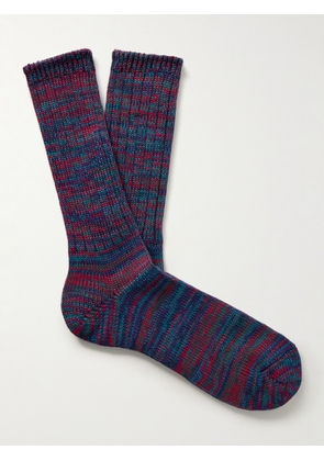 Anonymous Ism - Ribbed Cotton-Blend Socks - Men - Blue