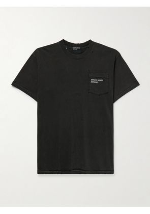 Enfants Riches Déprimés - Distressed Bleached Logo-Print Cotton-Jersey T-Shirt - Men - Black - S