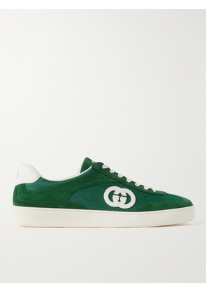 Gucci - Leather-Trimmed Suede and Mesh Sneakers - Men - Green - UK 8