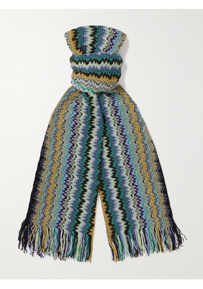Missoni - Fringed Striped Jacquard-Knit Scarf - Men - Blue