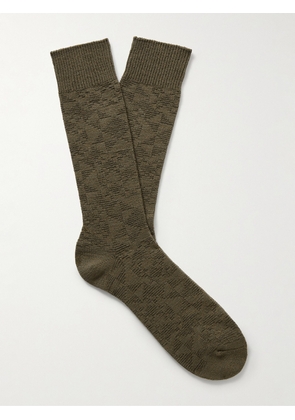 Anonymous Ism - Quilt Jacquard-Knit Cotton-Blend Socks - Men - Green - L