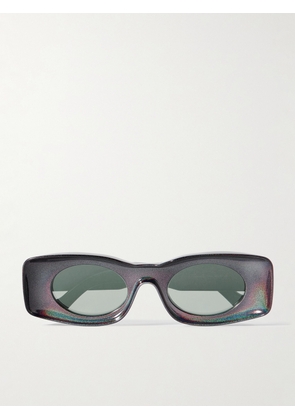 LOEWE - Paula's Ibiza Rectangular-Frame Glittered Acetate Sunglasses - Men - Black