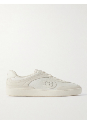 Gucci - Leather-Trimmed Suede and Mesh Sneakers - Men - Neutrals - UK 7