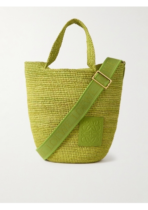 LOEWE - Paula's Ibiza Mini Logo-Debossed Leather-Trimmed Raffia Tote Bag - Men - Green