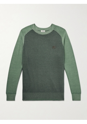 Etro - Logo-Embroidered Two-Tone Wool Sweater - Men - Green - S