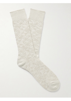 Anonymous Ism - Quilt Jacquard-Knit Cotton-Blend Socks - Men - Neutrals - L