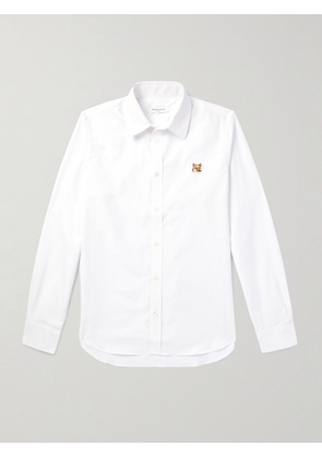 Maison Kitsuné - Logo-Appliquèd Cotton-Poplin Shirt - Men - White - EU 37