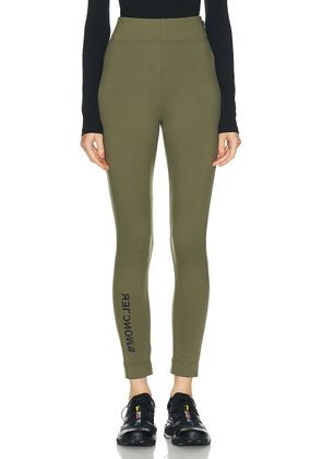 Moncler Grenoble Leggings in Olive Green - Army. Size L (also in M, S, XS).