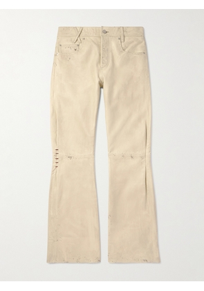 Enfants Riches Déprimés - Flared Distressed Leather Trousers - Men - Neutrals - UK/US 32