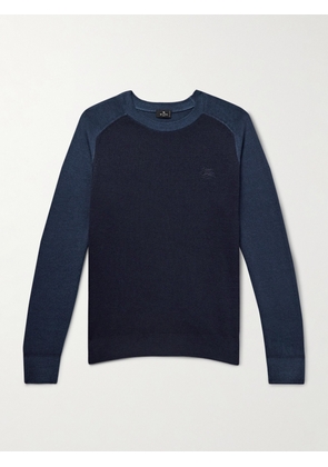 Etro - Logo-Embroidered Two-Tone Wool Sweater - Men - Blue - S