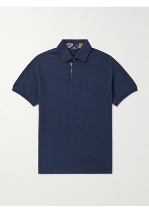 Etro - Logo-Embroidered Cotton-Piqué Polo Shirt - Men - Blue - S