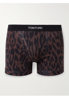 TOM FORD - Cheetah-Print Stretch-Cotton Boxer Briefs - Men - Brown - S