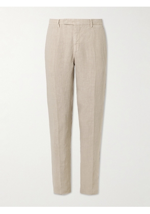 Boglioli - Slim-Fit Straight-Leg Garment-Dyed Linen Suit Trousers - Men - Neutrals - IT 46