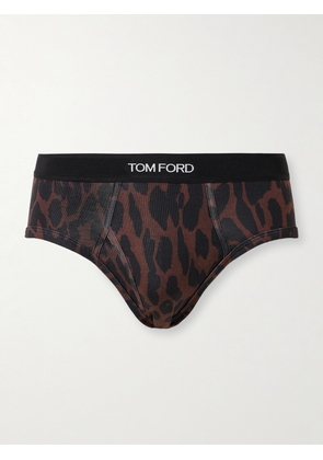 TOM FORD - Cheetah-Print Stretch-Cotton Briefs - Men - Brown - S
