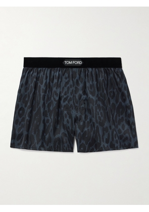 TOM FORD - Cheetah-Print Stretch-Silk Boxer Shorts - Men - Black - S