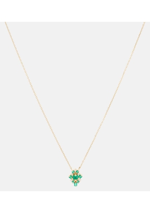 Suzanne Kalan 18kt gold necklace with emeralds and white diamonds