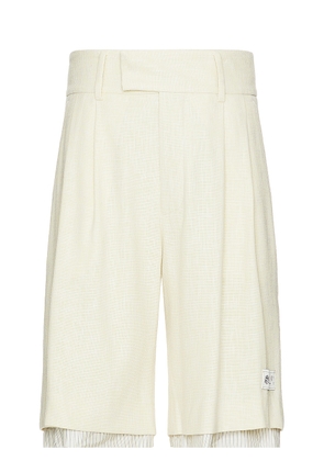 Amiri Cross Hatch Layered Skater Short in French Vanilla - Yellow. Size 46 (also in 52).