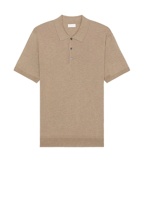 Club Monaco Lux Short Sleeve Silk Cash Polo in Brown - Brown. Size S (also in M).