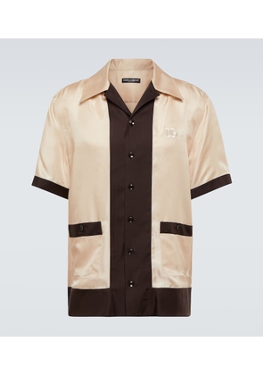Dolce&Gabbana Logo silk twill bowling shirt