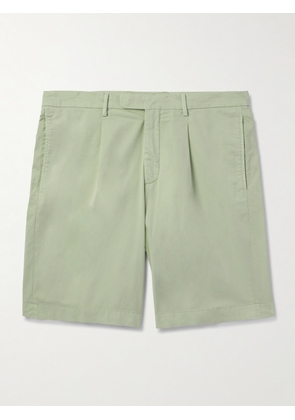 Boglioli - Straight-Leg Pleated Cotton-Blend Shorts - Men - Green - IT 46