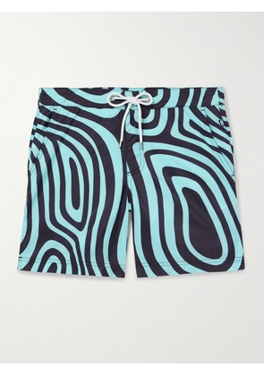 Richard James - Straight-Leg Mid-Length Printed Swim Shorts - Men - Blue - S