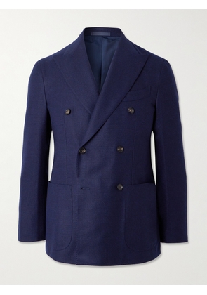 Caruso - Double-Breasted Wool-Tweed Blazer - Men - Blue - IT 46