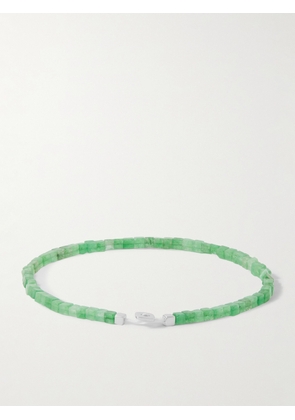 Miansai - Coda Rhodium-Plated Silver Aventurine Beaded Bracelet - Men - Green - M