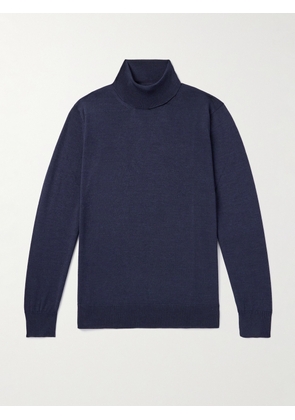Caruso - Wool, Silk and Cashmere-Blend Rollneck Sweater - Men - Blue - IT 46