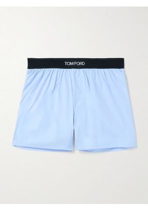 TOM FORD - Stretch-Cotton Poplin Boxer Shorts - Men - Blue - S