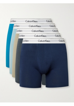 Calvin Klein Underwear - Modern Five-Pack Stretch-Cotton Boxer Briefs - Men - Blue - S