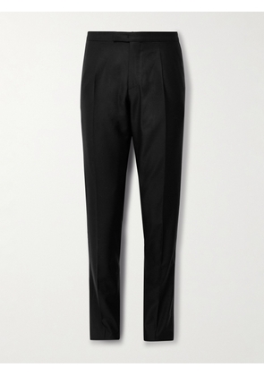 Boglioli - Slim-Fit Straight-Leg Satin-Trimmed Virgin Wool-Blend Tuxedo Trousers - Men - Black - IT 46