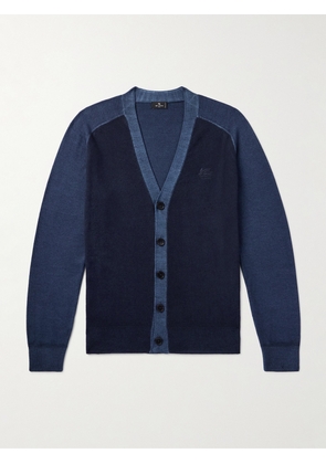 Etro - Logo-Embroidered Two-Tone Wool Cardigan - Men - Blue - S