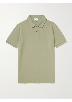 Sunspel - Cotton-Piqué Polo Shirt - Men - Green - S