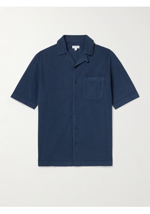 Sunspel - Camp-Collar Sea Island Cotton-Seersucker Shirt - Men - Blue - S