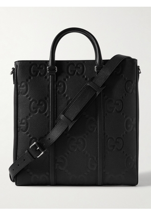 Gucci - Jumbo GG Logo-Debossed Full-Grain Leather Tote Bag - Men - Black