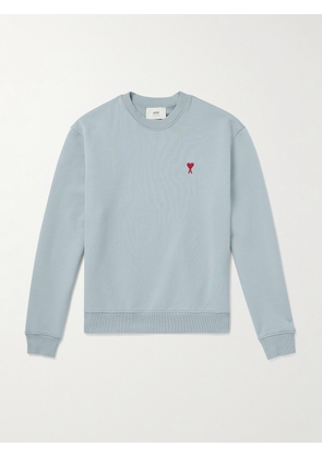 AMI PARIS - Logo-Embroidered Cotton-Blend Jersey Sweatshirt - Men - Blue - XS