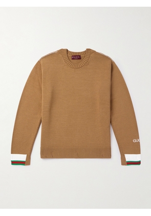 Gucci - Logo-Intarsia Striped Cotton Sweater - Men - Brown - S