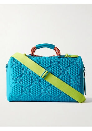 Gucci - Diver Leather-Trimmed Logo-Embossed Shell Duffle Bag - Men - Blue